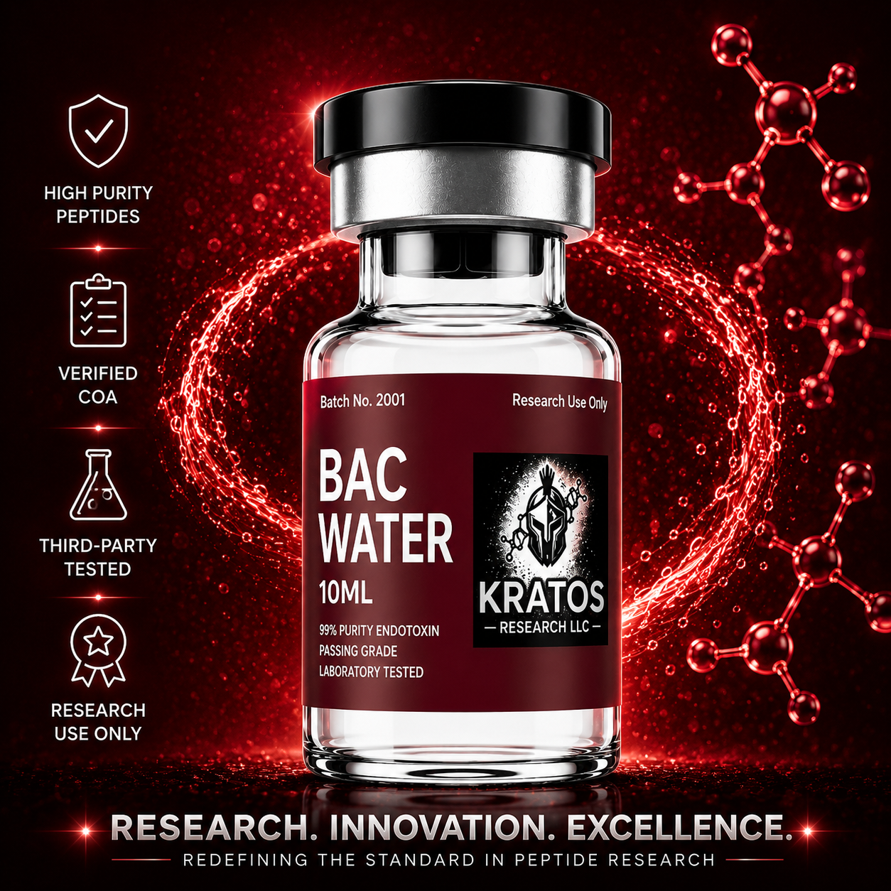 Bacteriostatic Water 10mL – Laboratory Grade (0.9% Benzyl Alcohol) Peptides